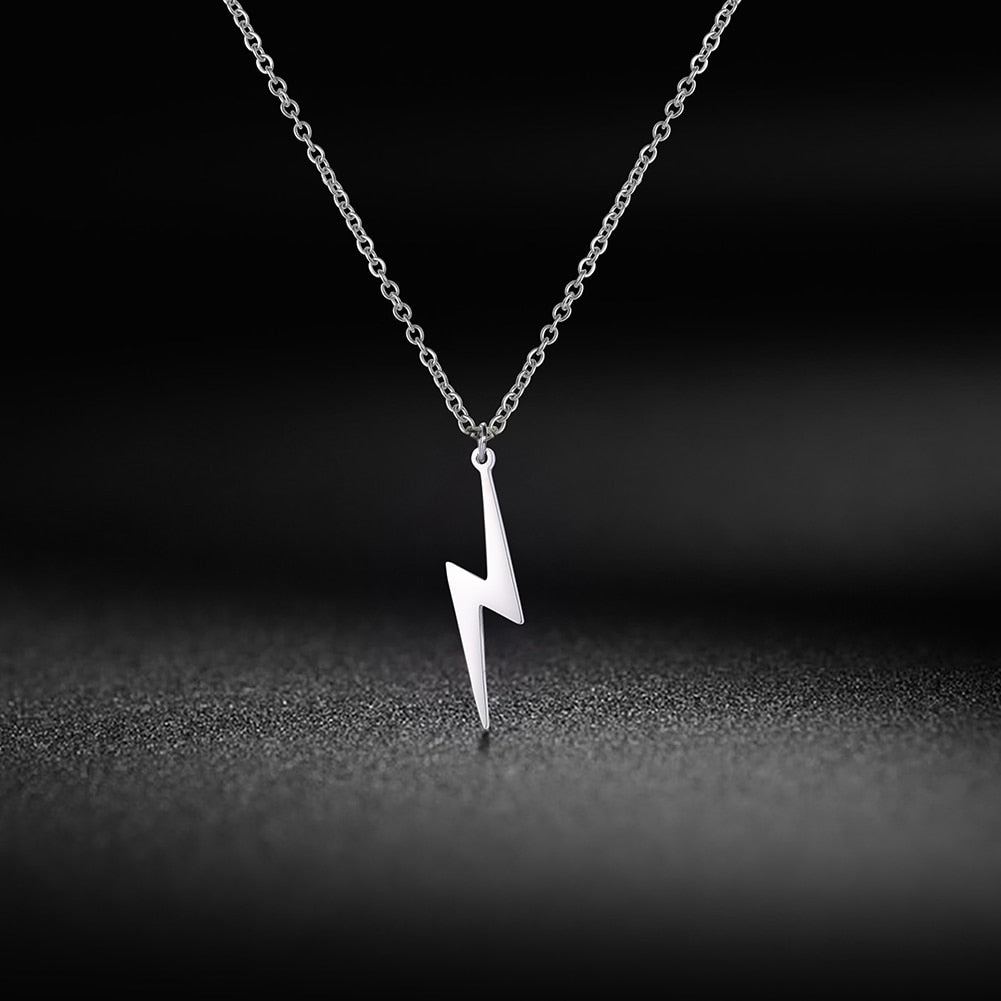 Cazador Stainless Steel Lightning Pendant Necklace for Women Girls Chain Necklace Jewelry Birthday Anniversary Gifts