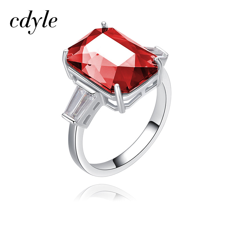 Crystals from Swarovski Female Anel 925 Silver Square Austrian Crystals Party Wedding Rings for Women Girls Christmas Gift