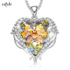 Crystals from Swarovski Necklaces Zircon Fashion Jewelry for Women Pendant 2020 Blue Rhinestone Luxury Set Heart Statement