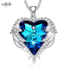 Crystals from Swarovski Necklaces Zircon Fashion Jewelry for Women Pendant 2020 Blue Rhinestone Luxury Set Heart Statement