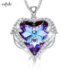 Crystals from Swarovski Necklaces Zircon Fashion Jewelry for Women Pendant 2020 Blue Rhinestone Luxury Set Heart Statement