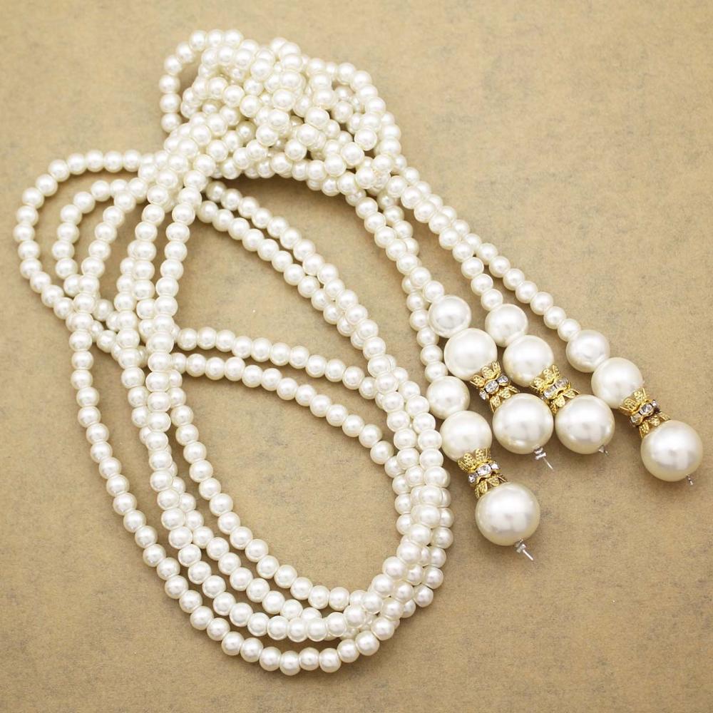 Celebrity Art Deco 1920s 30s Flapper Layers Pearls Gatsby Costume Bridal Bib Sweater Dress Necklace for Women Jewelry Hop
