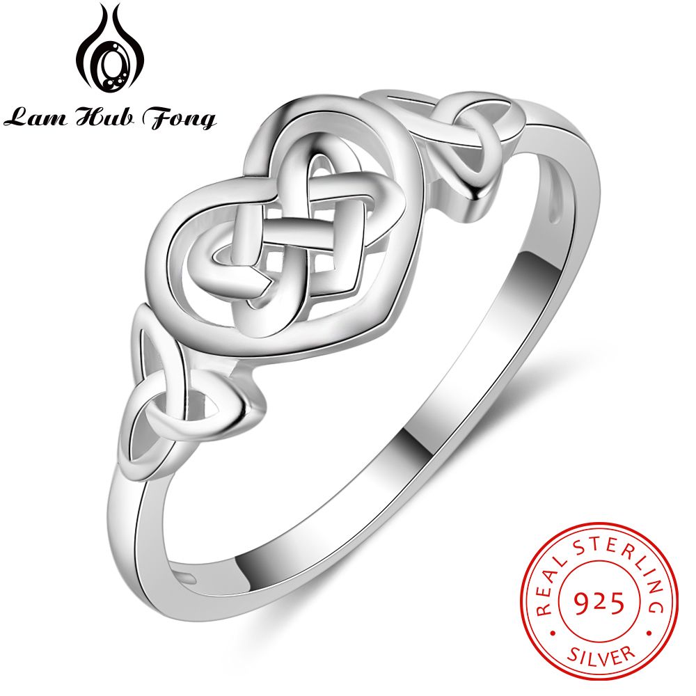Celtics Style 925 Sterling Silver Braided Heart Ring Women S925 Silver Wedding Rings Romantic Gifts for Lovers (Lam Hub Fong)