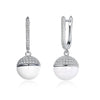 Ceramic Jewelry Accessories 925 Sterling Silver CZ Female Dangle Ball Bead Eardrop fit For Party Wedding Jewelry
