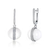 Ceramic Jewelry Accessories 925 Sterling Silver CZ Female Dangle Ball Bead Eardrop fit For Party Wedding Jewelry