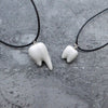 Ceramic teeth blueberry flower pendant couple necklace Unique kneading handicraft Nylon rope piston knotted choker necklace