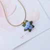Ceramic teeth blueberry flower pendant couple necklace Unique kneading handicraft Nylon rope piston knotted choker necklace