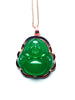 Certificate Sterling silver S925 18KGP Natural Gold Inlaid Green Jade Buddha Pendant Chain Necklace Gemstone Wholesale