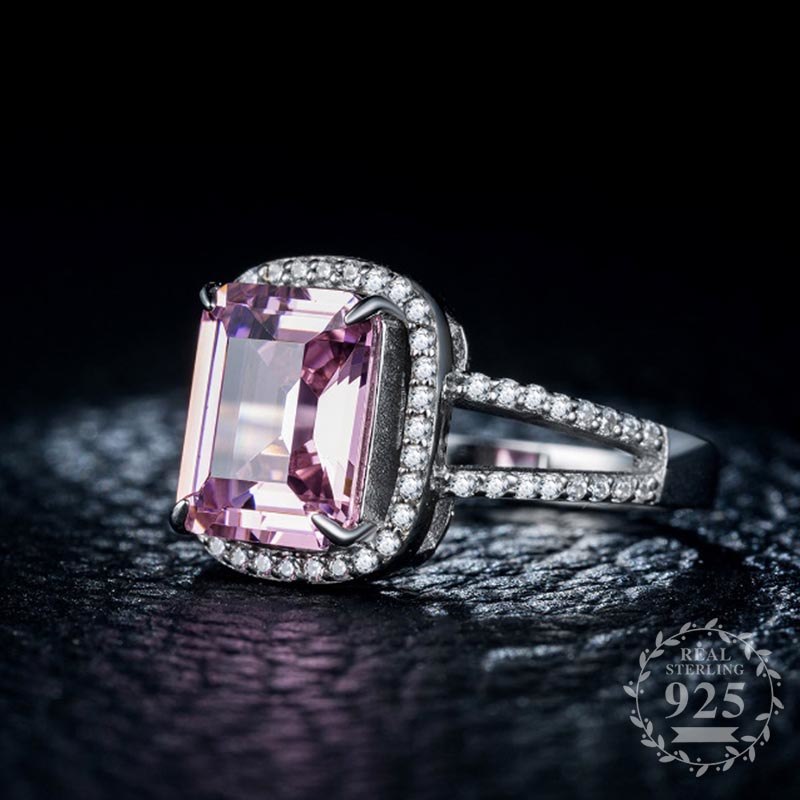 Certified 925 S925 Sterling Silver Genuine 5 carat Sona Diamond fine pink gemstone ring exquisite hot lady party gift luxury