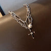 Chain Around the Neck Cross Necklace For Women Pendant Vintage Multilayer Jewelry Hip-Hop Gothic Style Clavicle Chokers