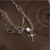 Chain Around the Neck Cross Necklace For Women Pendant Vintage Multilayer Jewelry Hip-Hop Gothic Style Clavicle Chokers