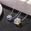 Chain Ladies Charm Necklace Jewlery Aurora Cube Sugar Pendant Necklace Austrian Dazzle Crystal Jewlery Collier Femme BFF