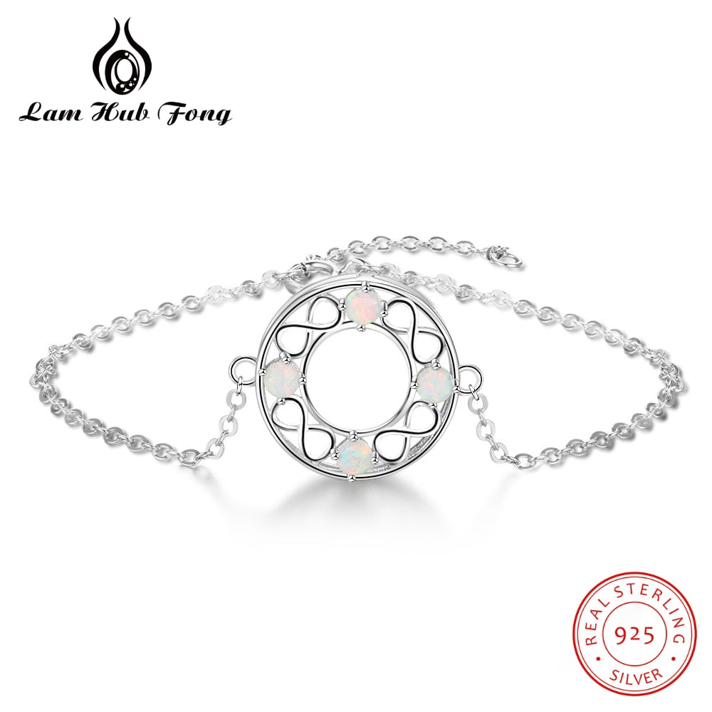 Chain Link Bracelet 925 Sterling Silver Opal Gemstone Charm Bracelets Fashion Jewelry for Women Bijoux Pulseira Feminina