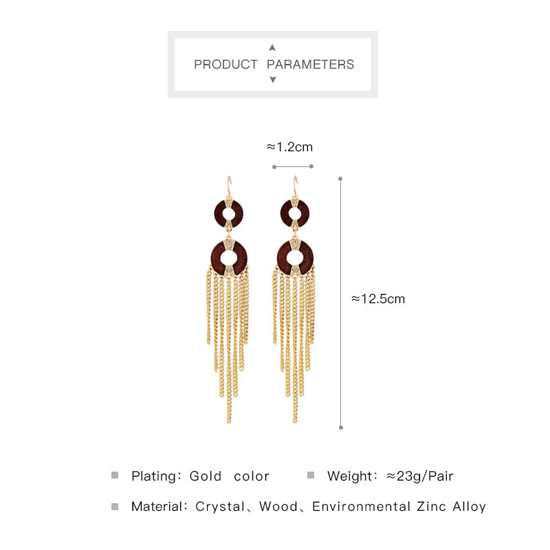 Chain Link Fringe Circle Wood Earrings 2020 Online Shopping India Fashion Long Earrings Women Jewelry Brincos