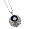 Chain Necklace Rhinestone Inlaid Vintage Long Round Luxurious Pendant Necklace Shiny Jewelry for Women