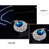 Chain Necklace Rhinestone Inlaid Vintage Long Round Luxurious Pendant Necklace Shiny Jewelry for Women