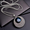 Chain Necklace Rhinestone Inlaid Vintage Long Round Luxurious Pendant Necklace Shiny Jewelry for Women