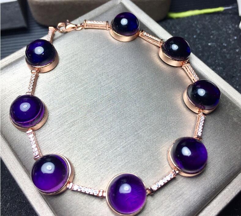 Chain bracelet Natural real amethyst bracelet 925 sterling silver 4*6mm 8pcs gems Per jewelry For lady or girls