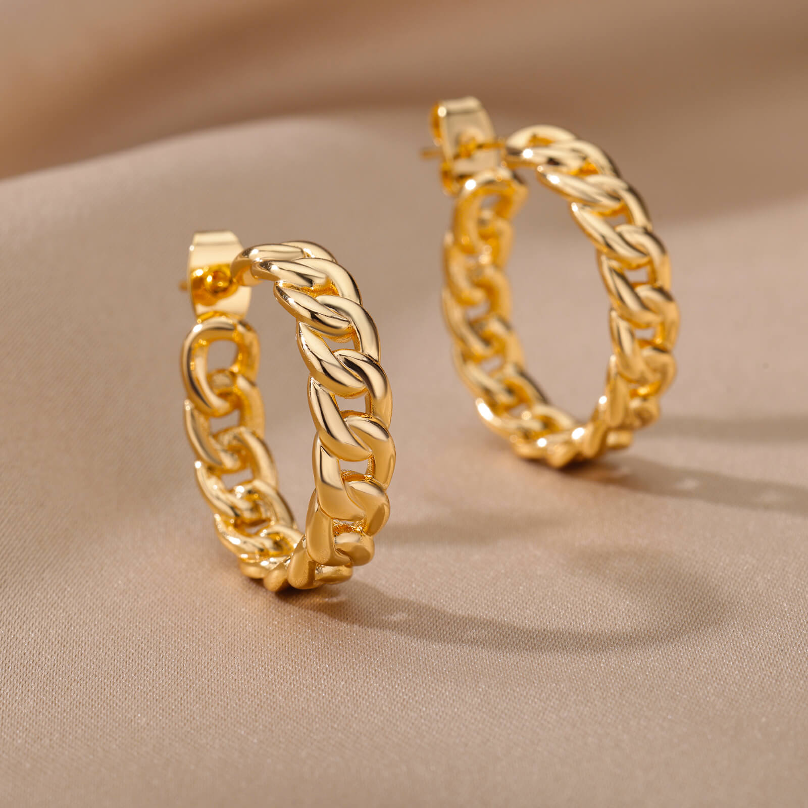 Chains Circle Earrings for Women Stainless Steel Gold Color Hoop Earrings 2023 Trend Couple Wedding Jewelry pendientes mujer