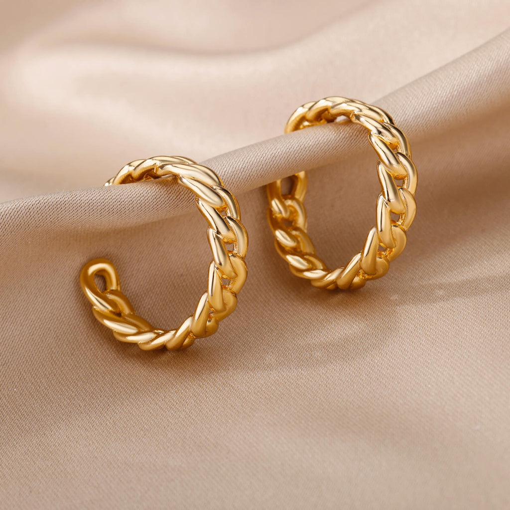 Chains Circle Earrings for Women Stainless Steel Gold Color Hoop Earrings 2023 Trend Couple Wedding Jewelry pendientes mujer