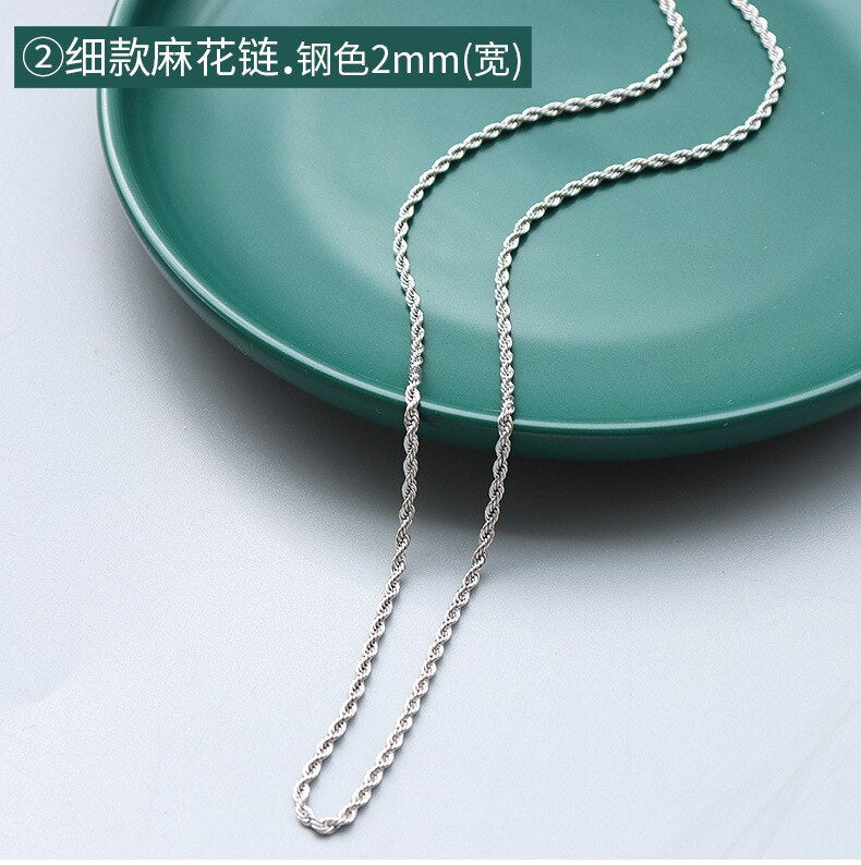 Chains Necklace For Women Men  Prices Stainless Steel Gold Color Different Style Cross Cuban Rolo Snake Twist Necklace