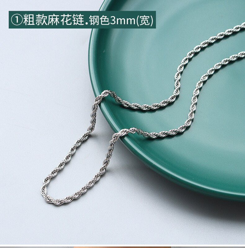 Chains Necklace For Women Men  Prices Stainless Steel Gold Color Different Style Cross Cuban Rolo Snake Twist Necklace