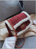 Chains Tweed Shoulder Bag Winter Women Trendy Wool Korean 2022 Crossbody Bag Ladies Pearls Bordered Hangbags