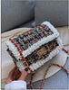 Chains Tweed Shoulder Bag Winter Women Trendy Wool Korean 2022 Crossbody Bag Ladies Pearls Bordered Hangbags