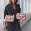 Chains Tweed Shoulder Bag Winter Women Trendy Wool Korean 2022 Crossbody Bag Ladies Pearls Bordered Hangbags