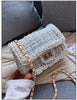 Chains Tweed Shoulder Bag Winter Women Trendy Wool Korean 2022 Crossbody Bag Ladies Pearls Bordered Hangbags
