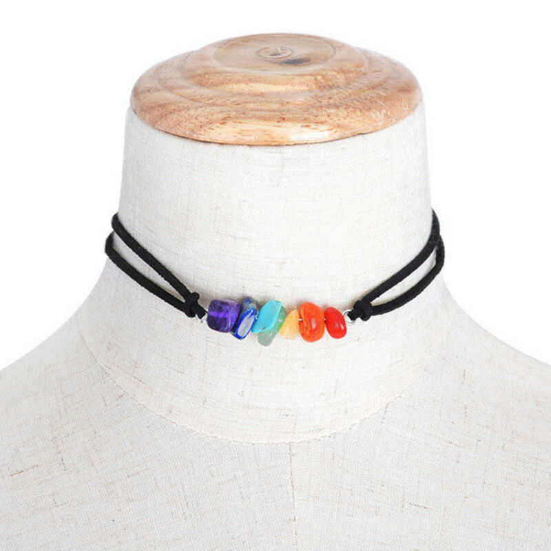 Chakra Choker Beads 7 Color Stone Necklace Healing  Necklace or Bracelet Jewelry