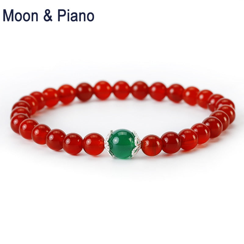 Chalcedony Round Beads Bracelets 925 Sterling Party Jewelry for Woman Original Design Bohemia Style Bracelet New Arrivals