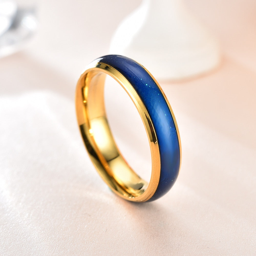 Chameleon Ring Couple Ring Mood Temperature Ring Will Change Color Ring Stainless Steel Rings for Men Wedding Rings