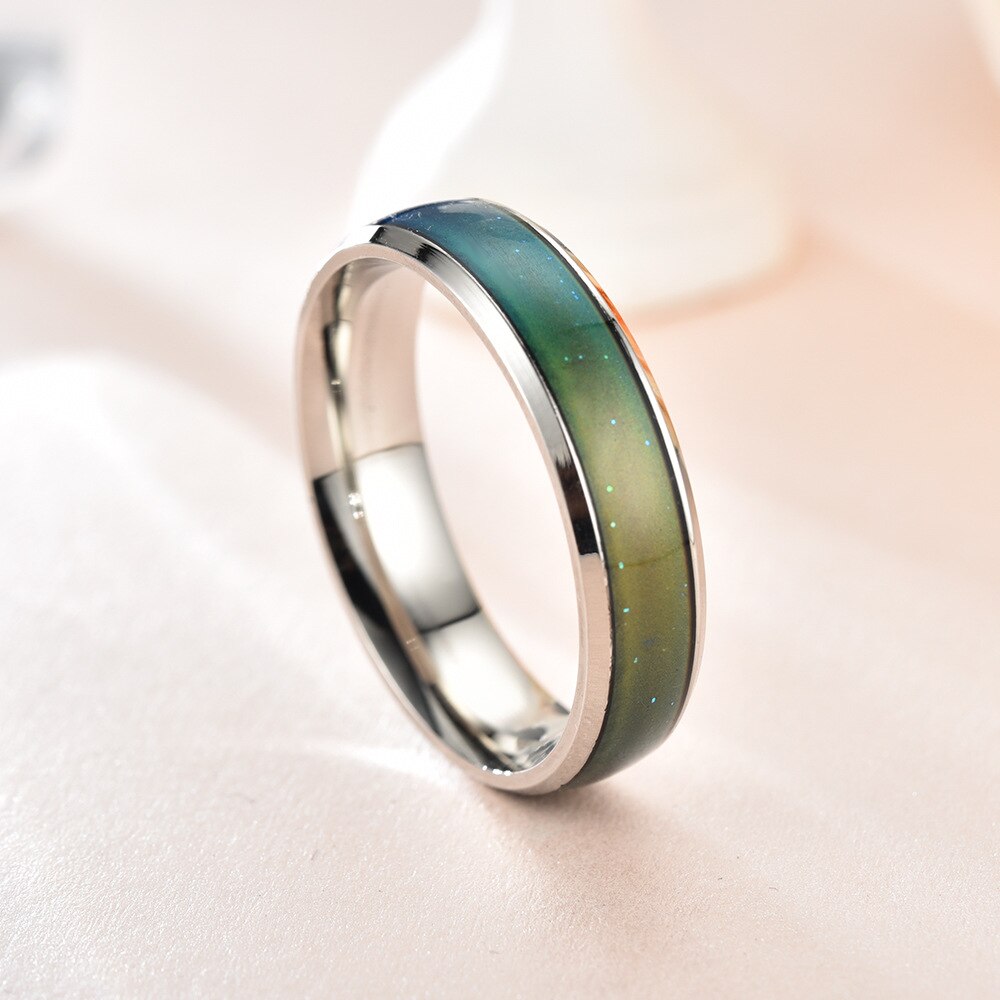 Chameleon Ring Couple Ring Mood Temperature Ring Will Change Color Ring Stainless Steel Rings for Men Wedding Rings