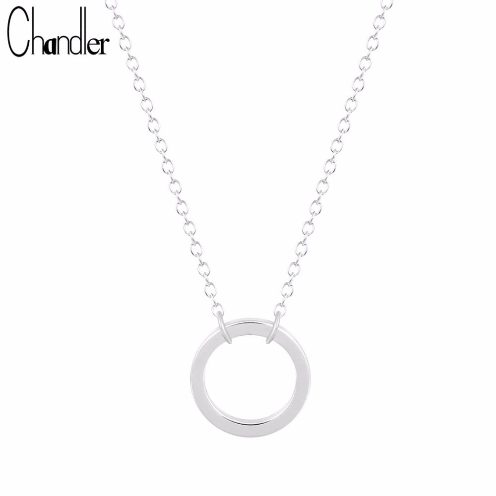 Brand 10 pcs A Lot Gold Single Round Circle Pendant Necklace For Women Silver Plated Simple Statement Jewelry Wholesale