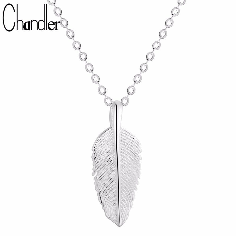 Brand New 925 Sterling Silver Feather Leaves Necklace & Pendant Tiny Leaf Collars For Women Simple Good Luck Jewelry