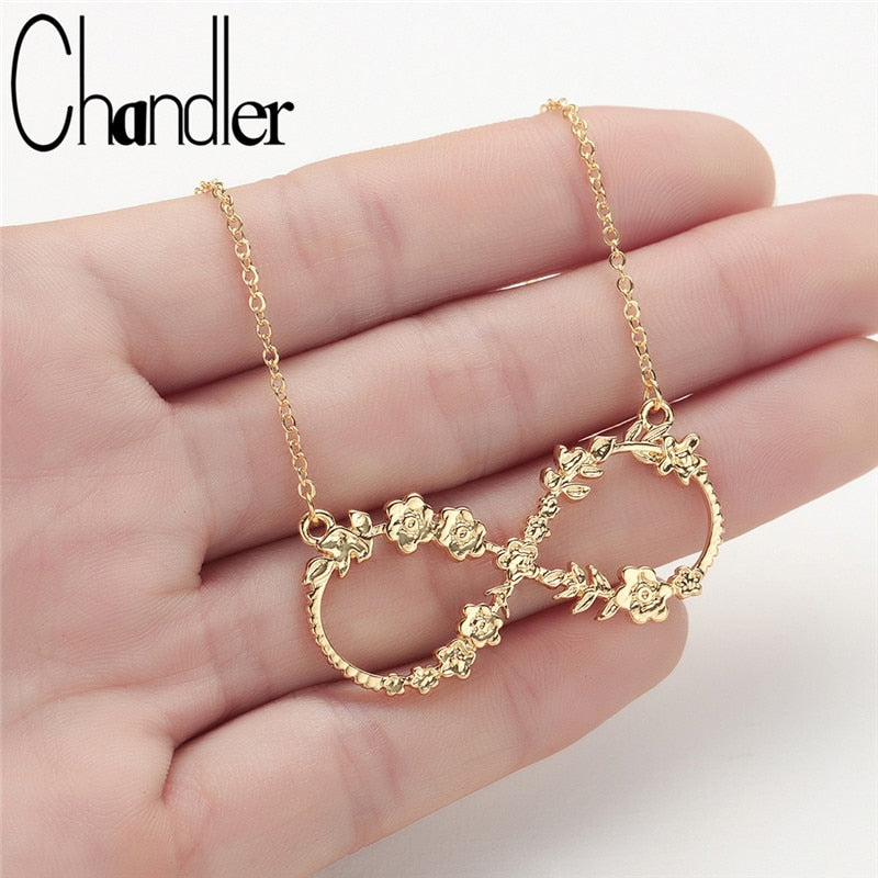 Chandler Stainless Steel Infinity 8 Endless Necklace Delicate Dainty Flower Wreath Pendant Gift For Her Layered Necklace Bijoux
