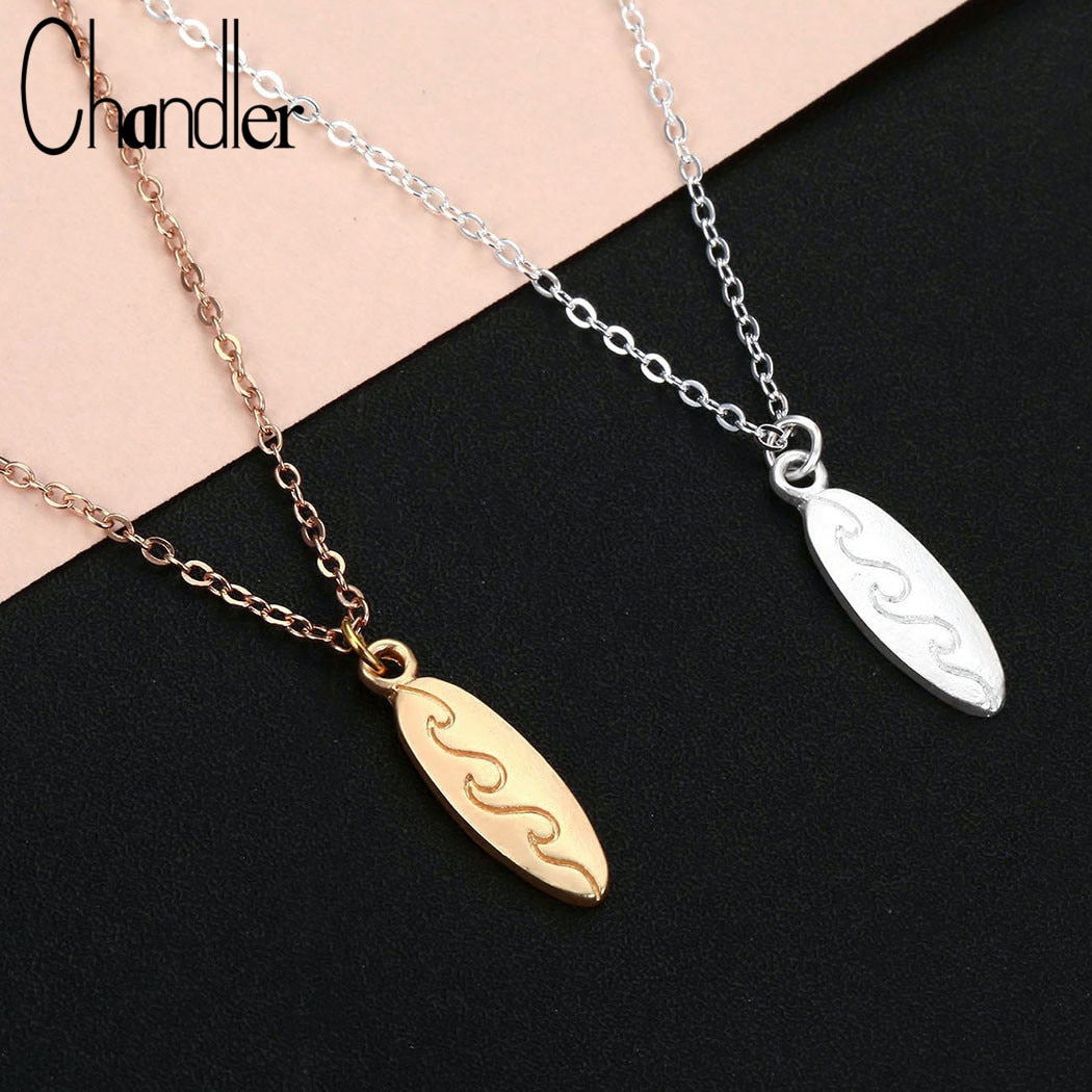 Chandler Surfboard Necklace For Women Girls Surfing Dainty I love Surfer Necklaces Wave Summer  Beach Jewelry