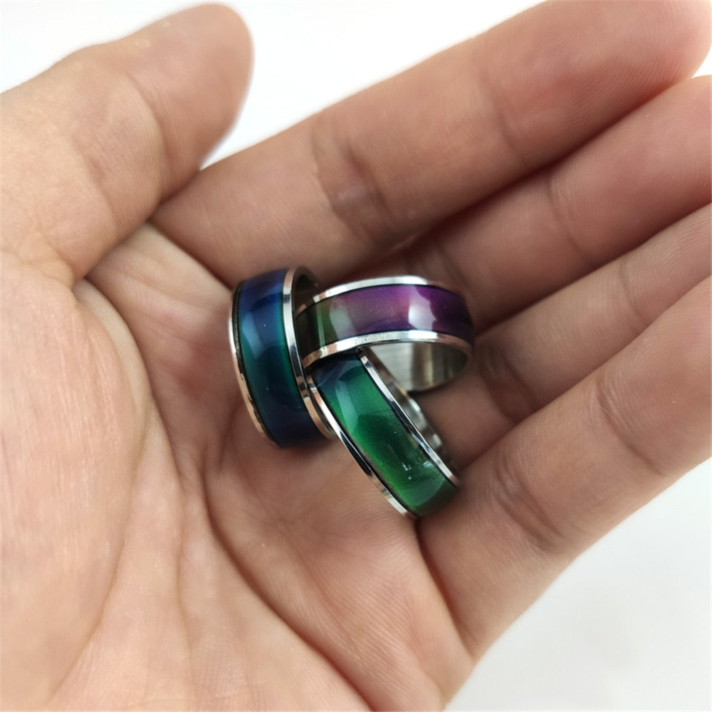 Changing Color Rings Stainless Ring Mood Emotion Feeling Temperature Rings For Women Men Couples Rings Tone Fine Jewelry Gift