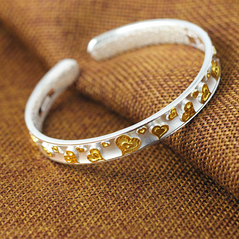 Character of silver products Seiko fine silver jewelry fashion supply gold-plated bracelet ms in extremely good fortune