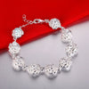 Charm 925 Sterling Silver Rose Flower Chain Bracelet For Women Pretty Party wedding accessories gift fine  Jewelry