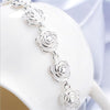 Charm 925 Sterling Silver Rose Flower Chain Bracelet For Women Pretty Party wedding accessories gift fine  Jewelry