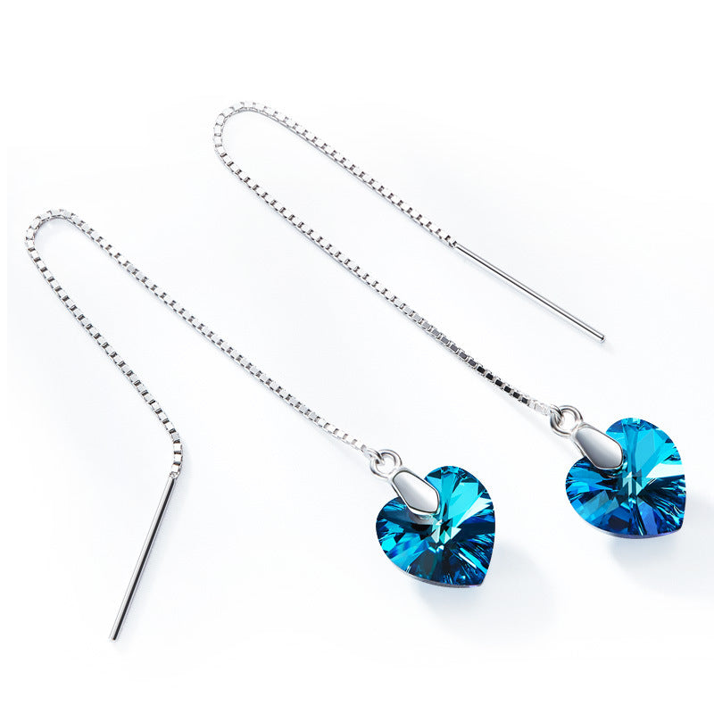 Charm 925 sterling silver pure Advanced Crystal element heart drop earrings fashion design earrings for women wild fine jewelry