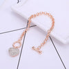 Charm Big Crystal Heart Bracelets For Women Heavy Metal Wind Gold Link Chain Bracelet Vintage Jewelry Gift To Lover Girlfriend