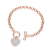 Charm Big Crystal Heart Bracelets For Women Heavy Metal Wind Gold Link Chain Bracelet Vintage Jewelry Gift To Lover Girlfriend