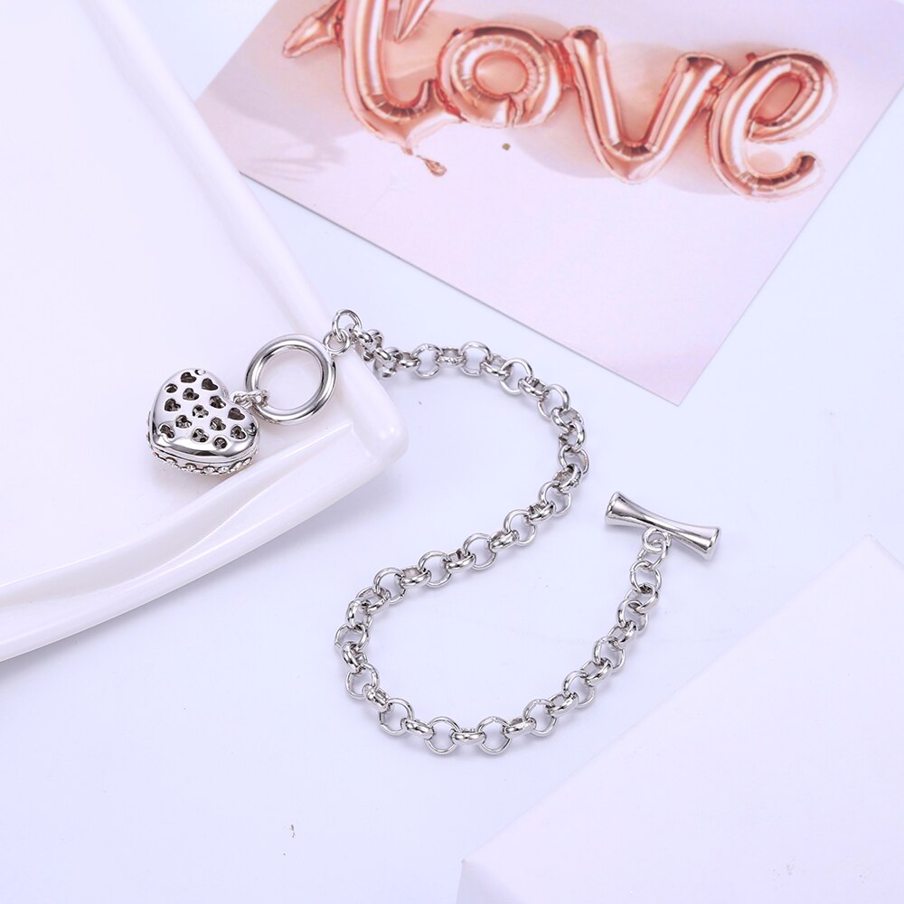 Charm Big Crystal Heart Bracelets For Women Heavy Metal Wind Gold Link Chain Bracelet Vintage Jewelry Gift To Lover Girlfriend