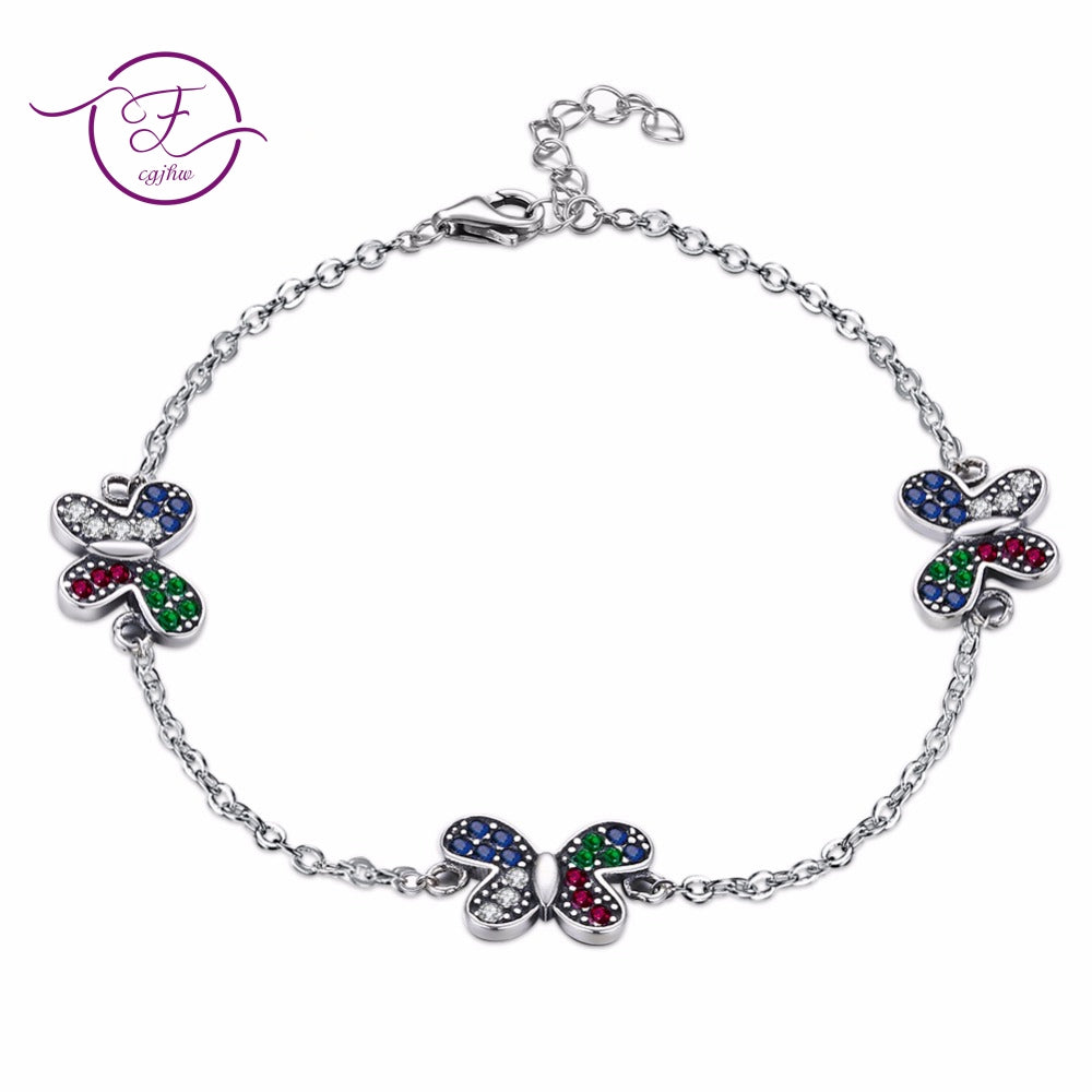 Charm Bracelet for Women Sterling Silver 925 Fine Jewelry Vintage Animal Butterfly For Girls Party Valentines D Gifts