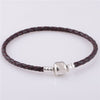 Charm Bracelets DIY Fits Beads Charms Brown Single Brand Leather Bracelet 100% 925 Sterling-Silver-Jewelry Fine Jewelry
