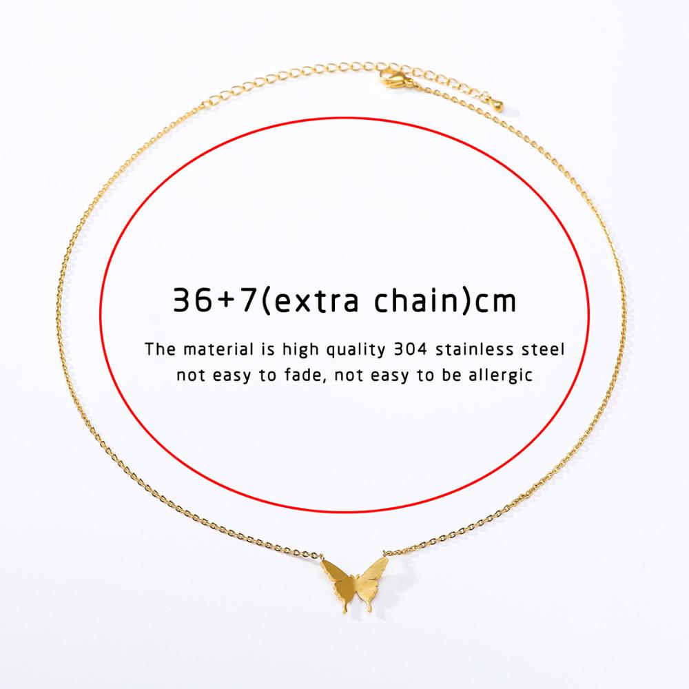 Charm Butterfly Necklace For Women Girls Stainless Steel Gold Color Necklace Butterflies Pendent Choker Jewelry Collier Femme