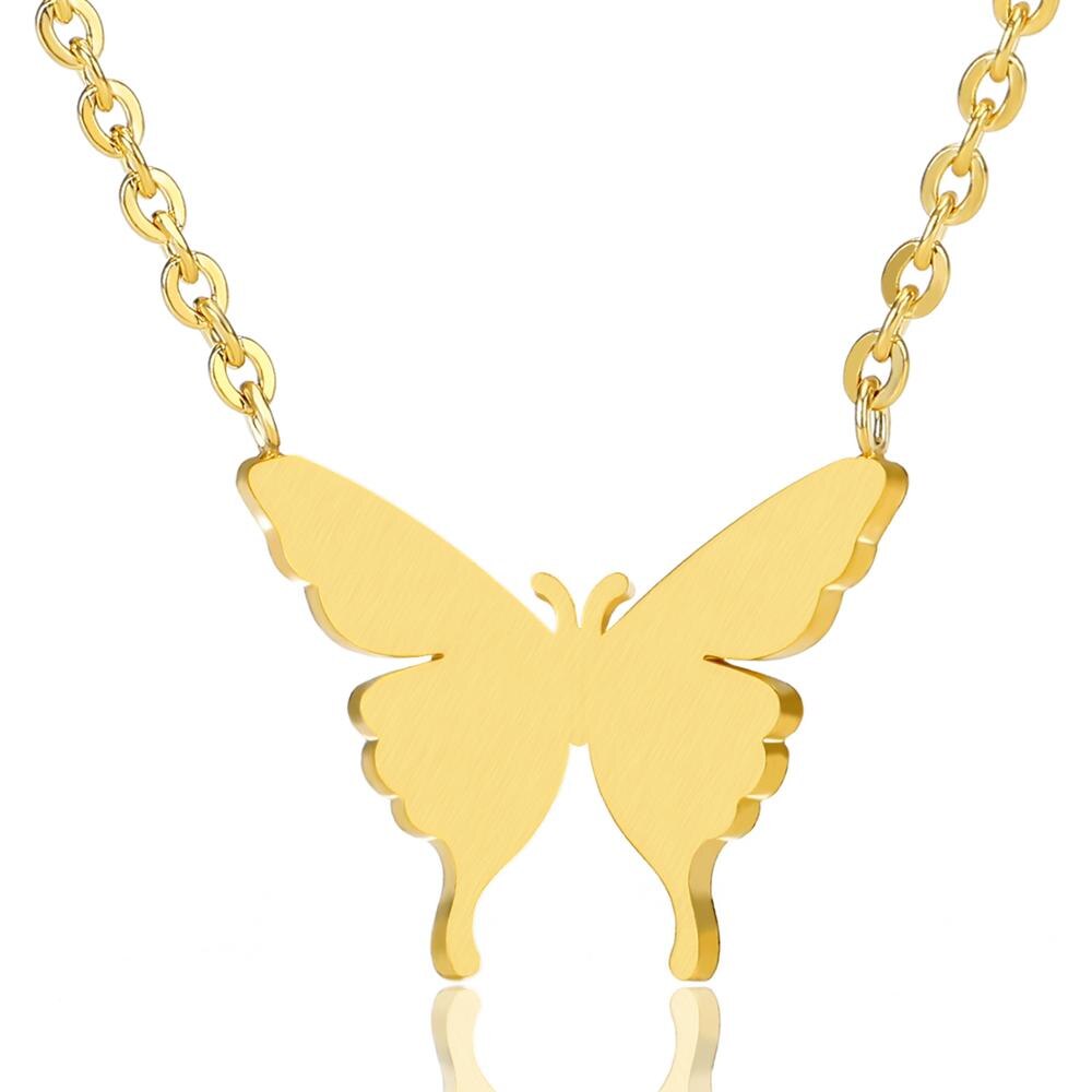 Charm Butterfly Necklace For Women Girls Stainless Steel Gold Color Necklace Butterflies Pendent Choker Jewelry Collier Femme